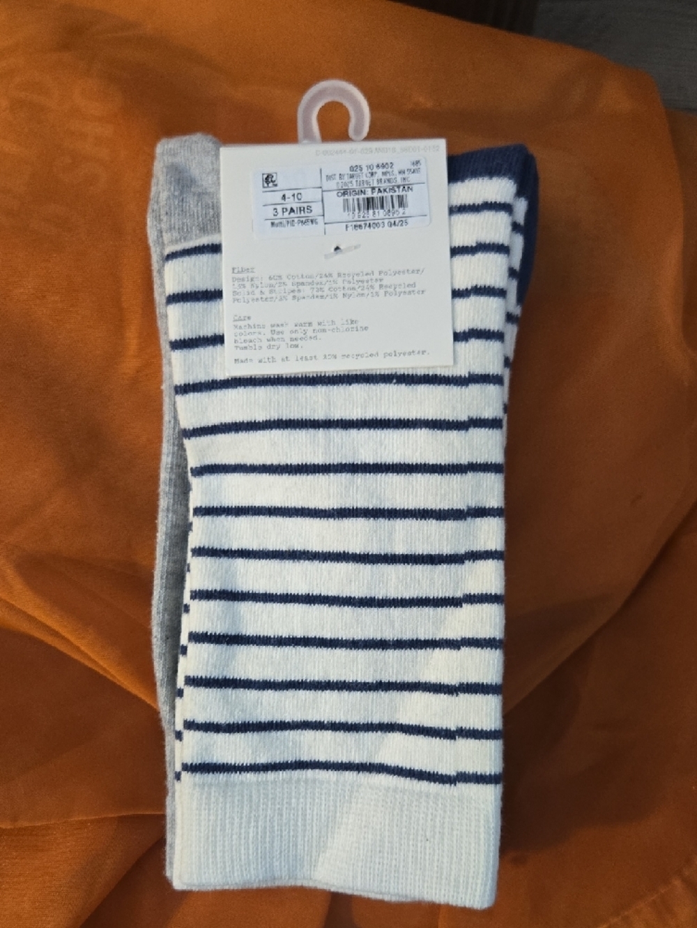 a new day Light Blue Novelty Crew Socks with Navy and Cream Accents - 3pk - Picture 2 of 3